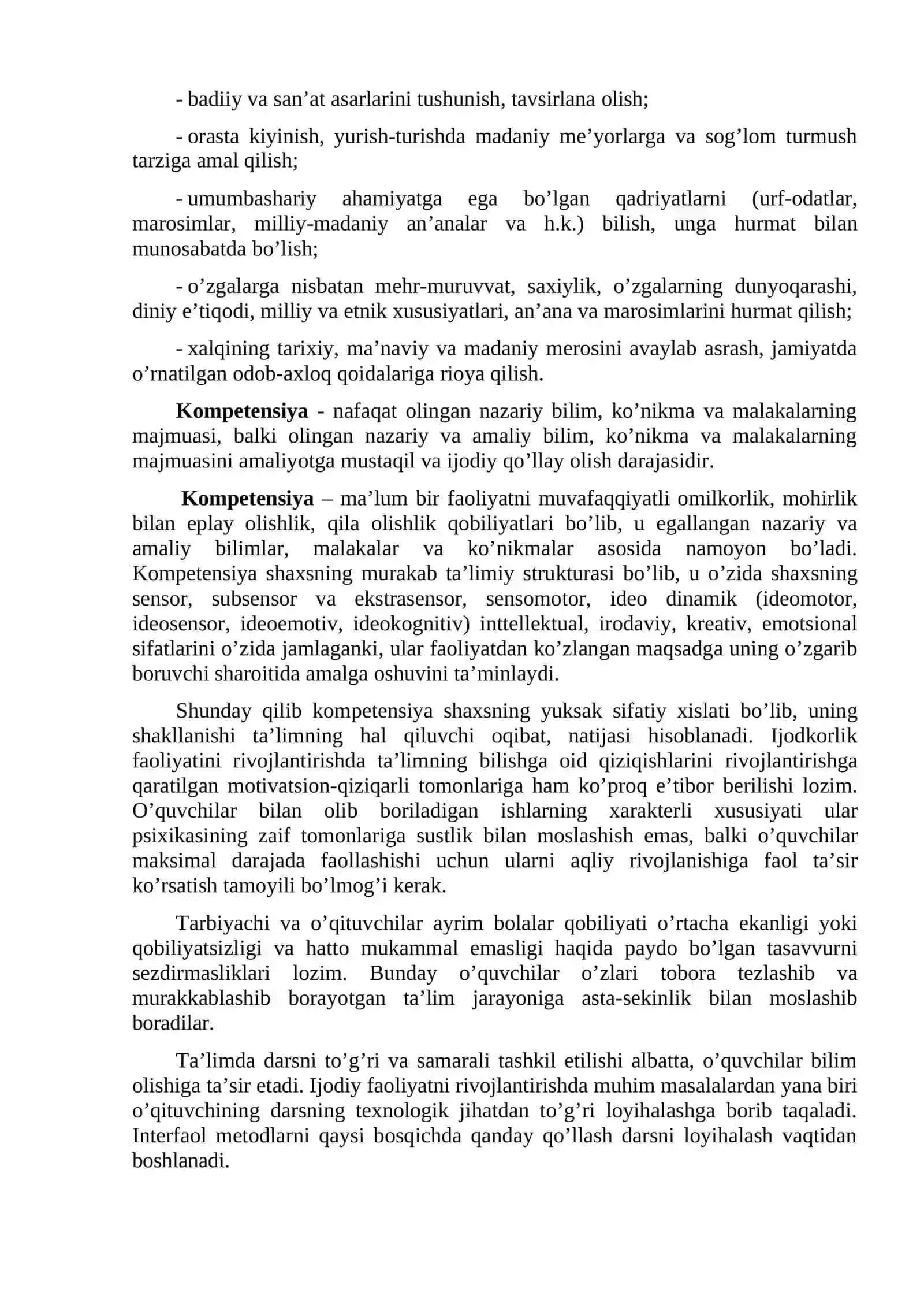 Yo‘nalishlar bo‘yicha materialshunoslik bo‘limini o’qitish metodikasi 2