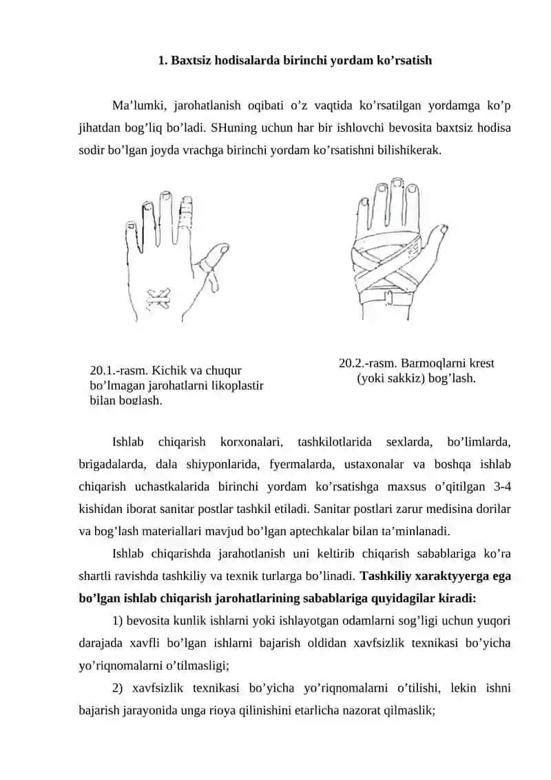 Baxtsiz hodisalarda birinchi yordam ko’rsatish 2
