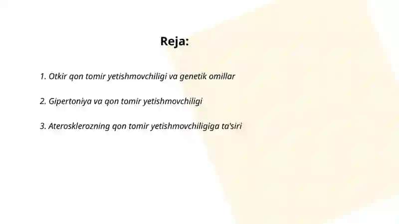 Otkir qon tomir yetishmovchiligi etiologiyasi 2