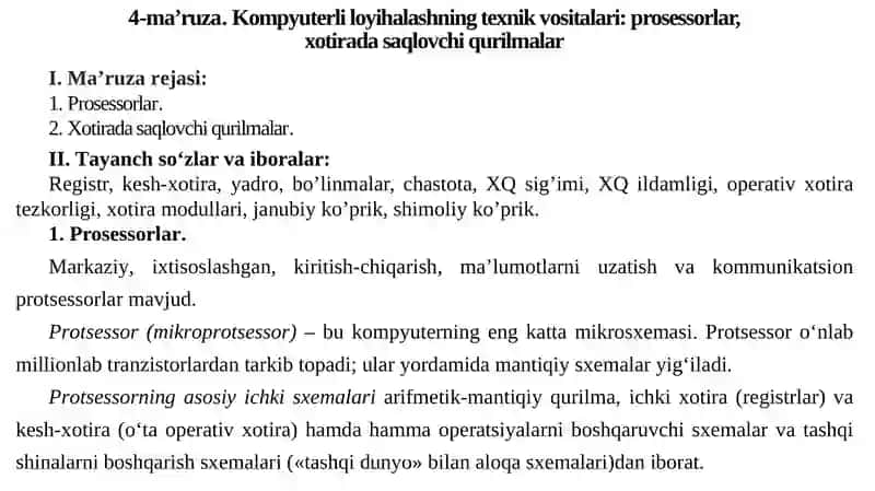 Kompyuterli loyihalashning texnik vositalari 2