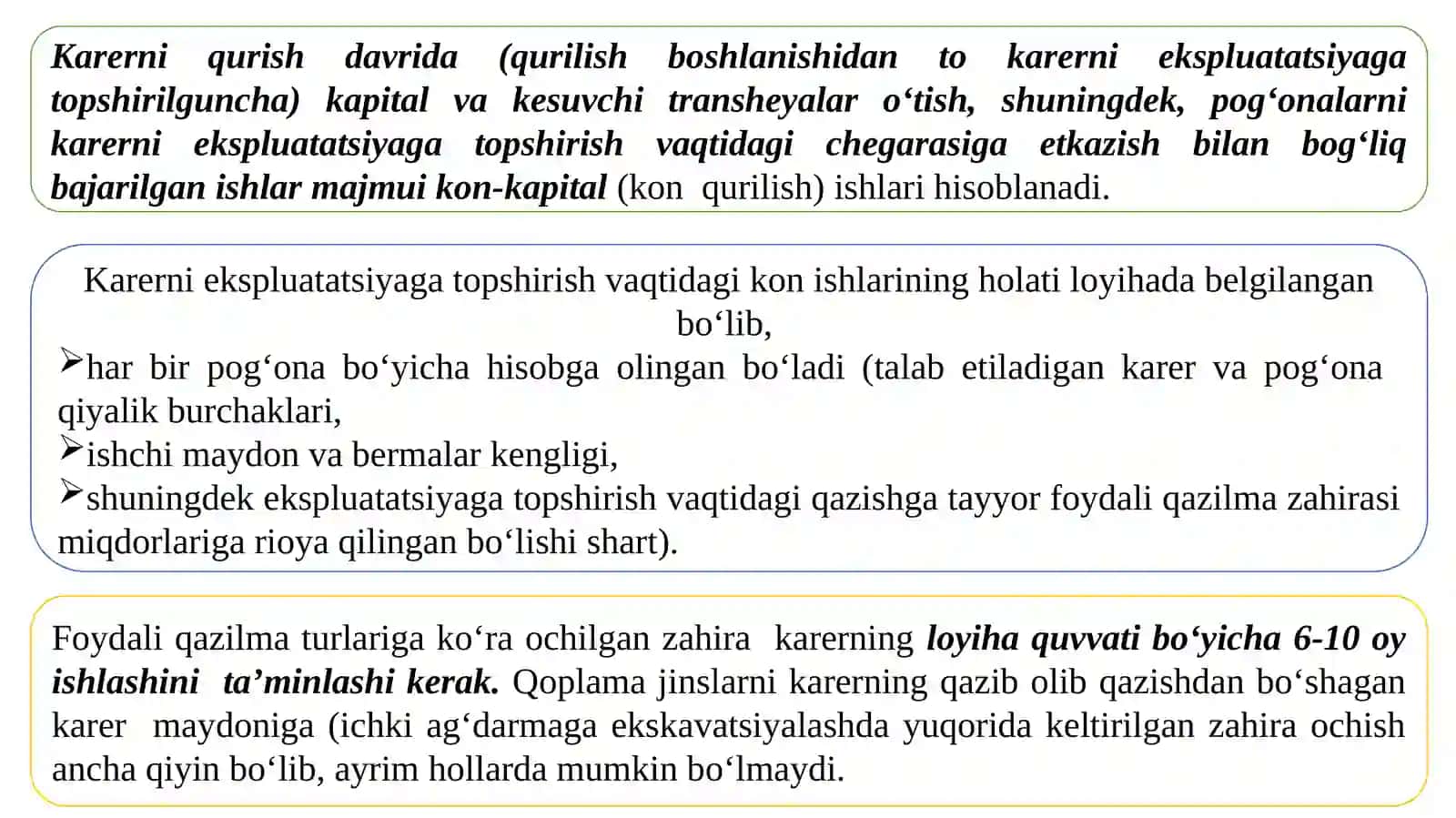 Karyerni qurishdagi kon kapital ishlari 2