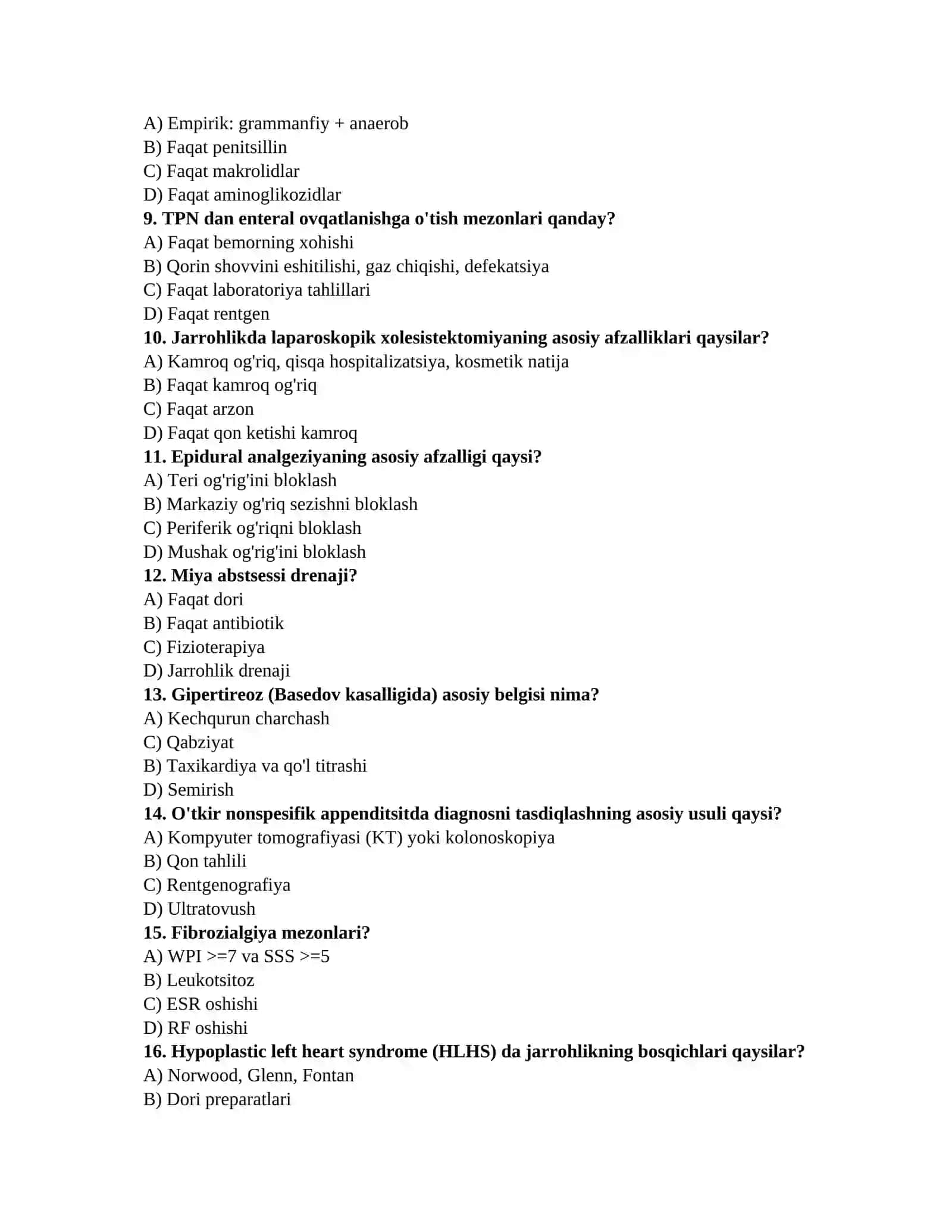 Tibbiyot toifa testlari 2