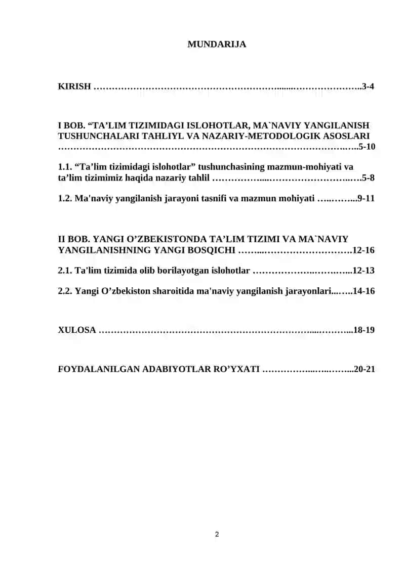 Ta'lim Tizimi va Ma'nviy Yangilanish 2