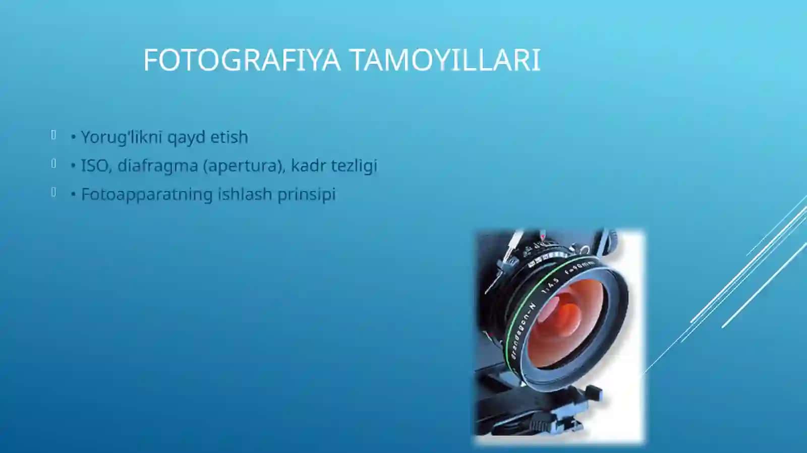 Przentatsiya: Fotografiya asoslari, fotoapparatlar tanlash 2