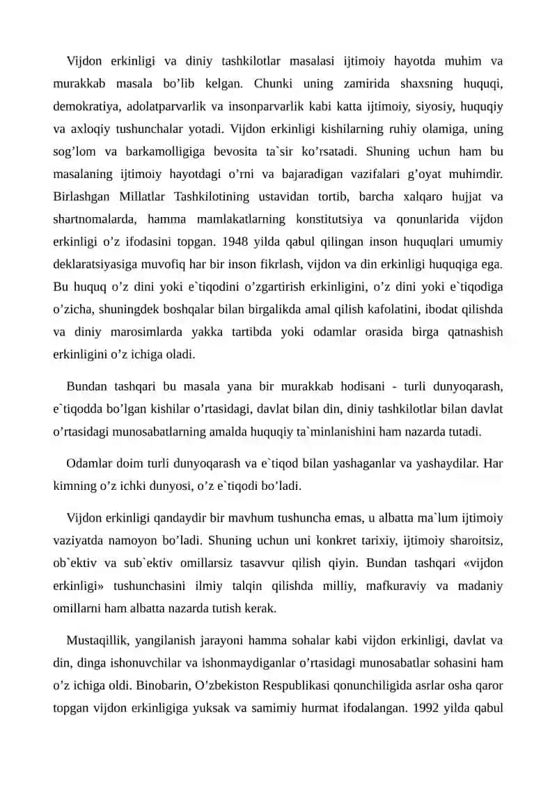 DINIY TASHKILOTNING ZAMONAVIY DUNYOVIY ME’YORLARGA MOSLASHUVINING AHAMYATI 2
