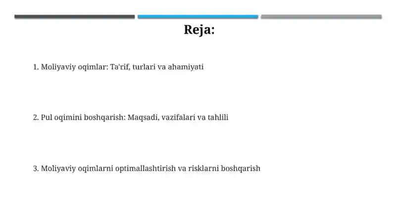 Moliyaviy oqimlarning mazmuni va ularni boshqarish 2