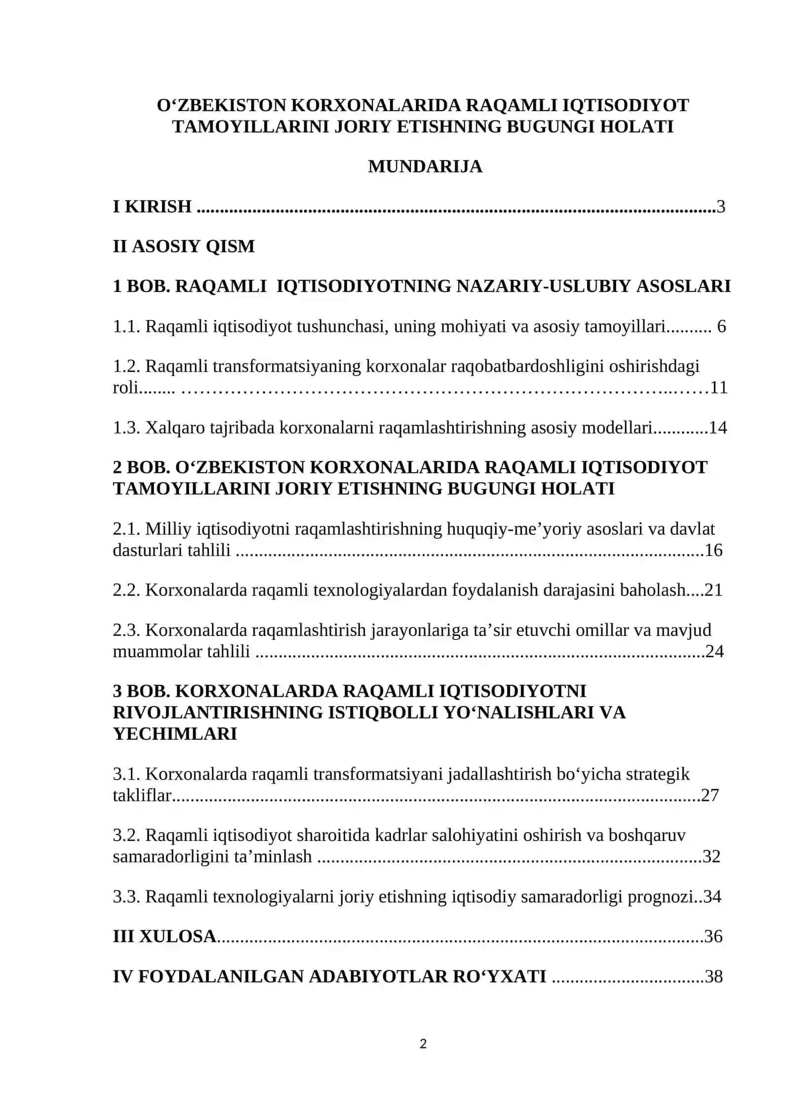 O‘ZBEKISTON KORXONALARIDA RAQAMLI IQTISODIYOT TAMOYILLARINI JORIY ETISHNING BUGUNGI HOLATI 2