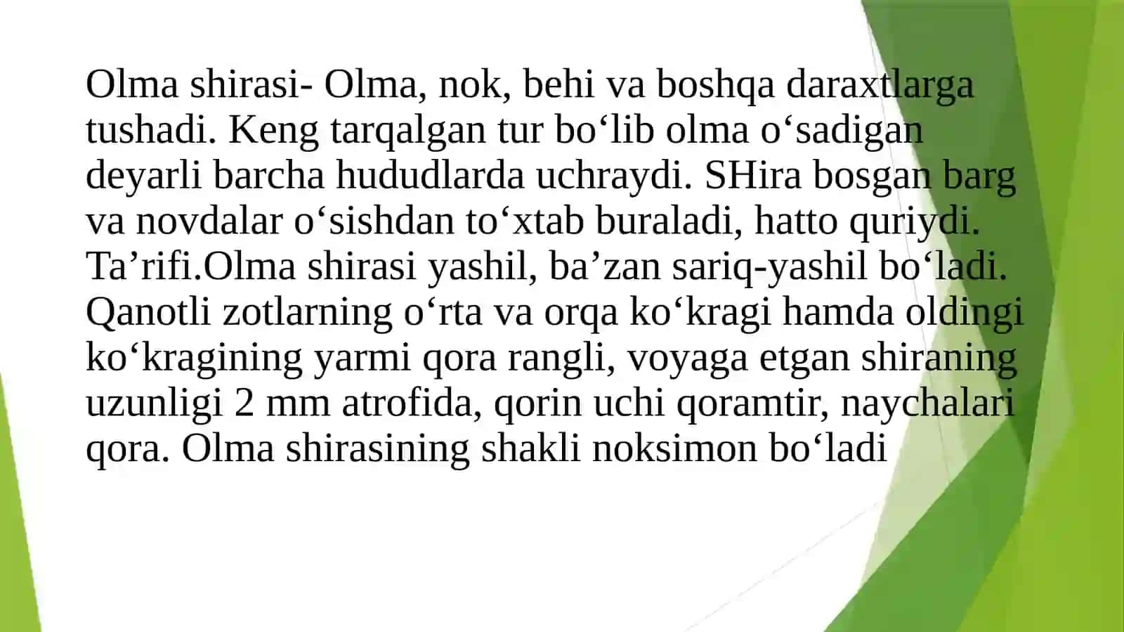 URUG‘ MEVALI EKINLARNING ASOSIY ZARARKUNANDALARI VA ULARGA QARSHI KURASH USULLARI 2