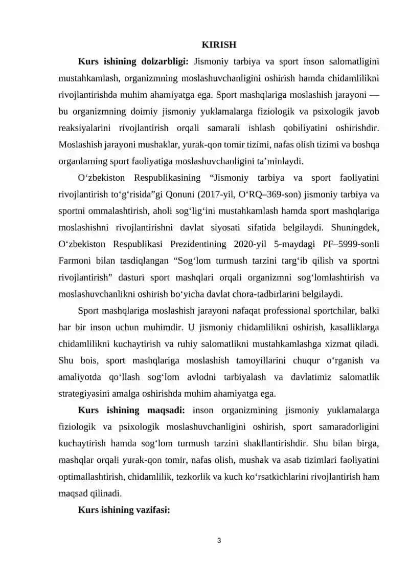 Sport mashqlariga moslashish 2