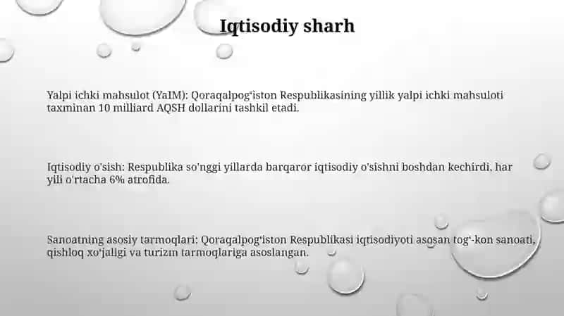 QoraqalpogʻIston Respublikasining Yalpi Ichki Mahsuloti 2