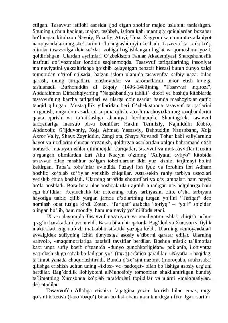 Tasavvuf taʼlimotining sharq madaniyatiga ta’siri 2