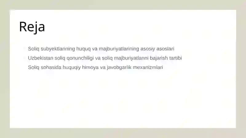 Soliq munosabatlari subyektlarining huquq va majburiyatlari 2