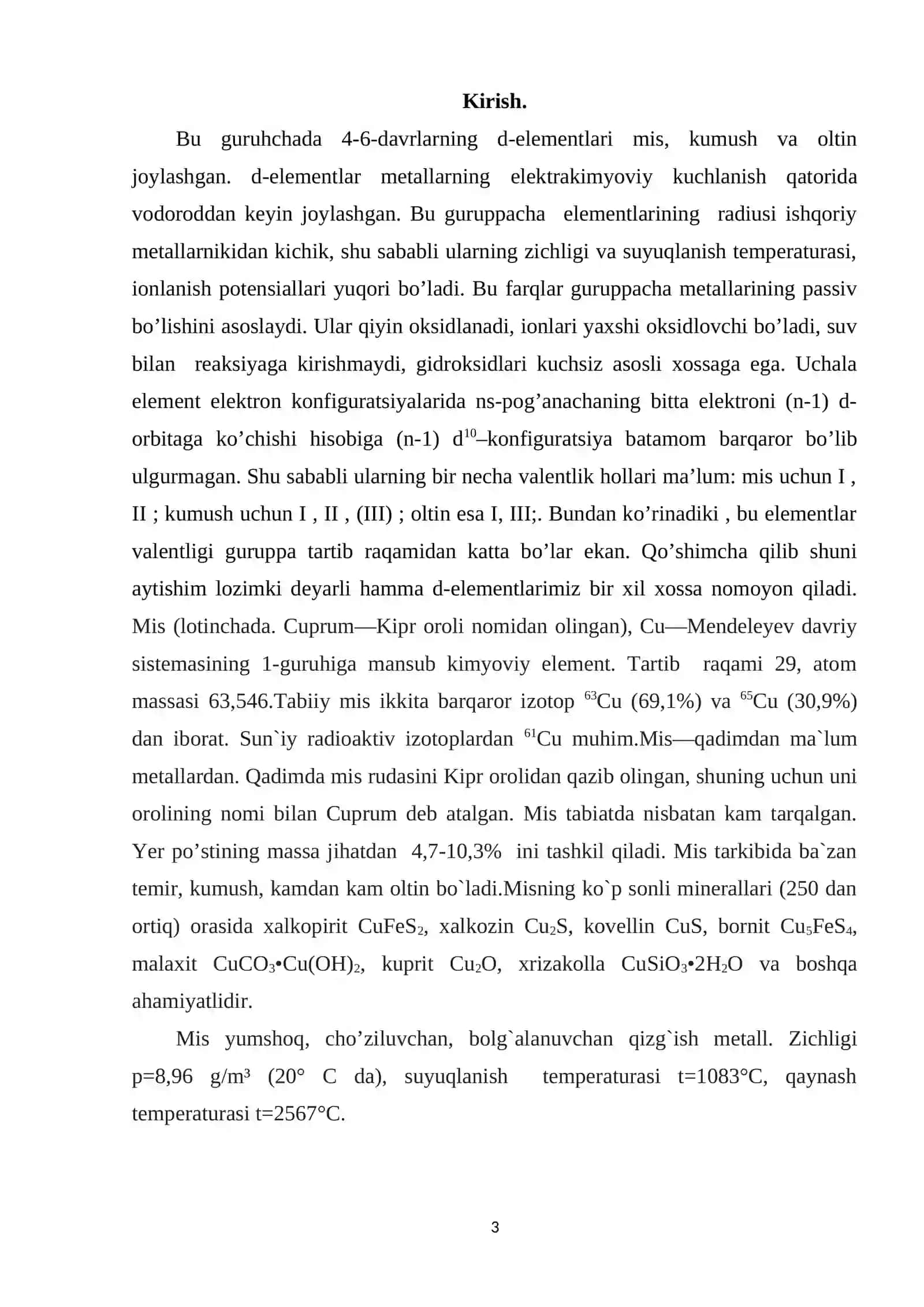 Mis (II)-sulfat tuzi. Olinishi va xossalari 2