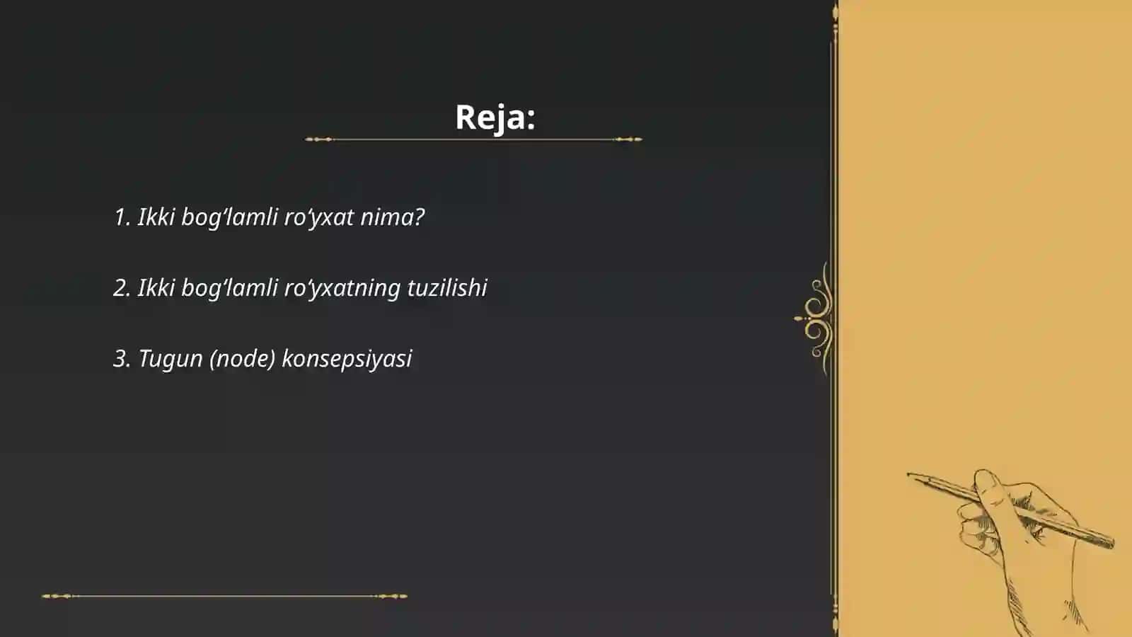 Ikki bogʻlamli roʻyxatlar ustida amallar va ularning algaritmlari 2