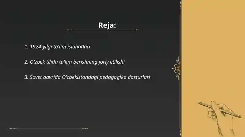 1924-1991 yillarda Oʻzbekistonda taʼlim tizimi va pedagogik tizimlar 2