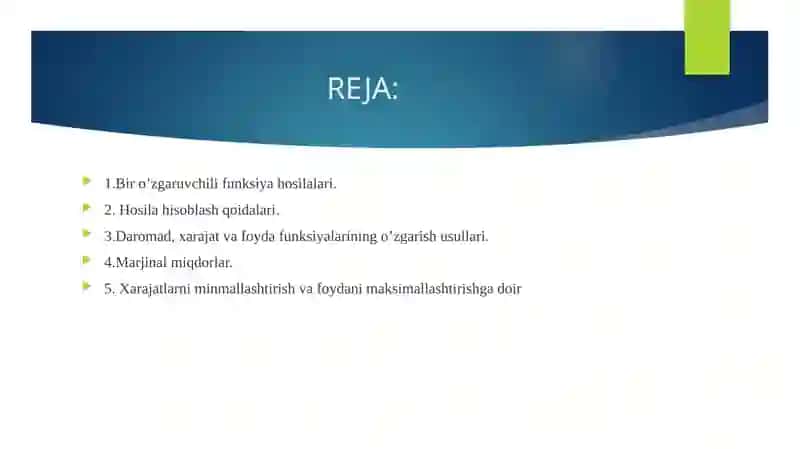 Hosila va uni hisoblash qoidalari 2