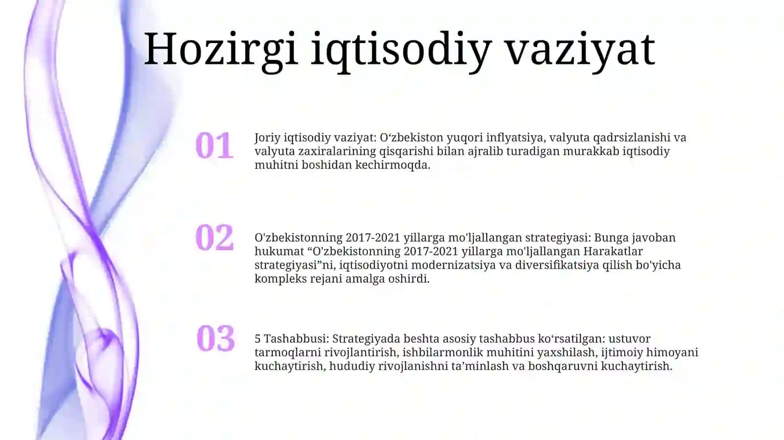 O'Zbekistonning 2017-2021 Xarakatlar Strategiyasi Va Uning 5 Tashabbusi 2