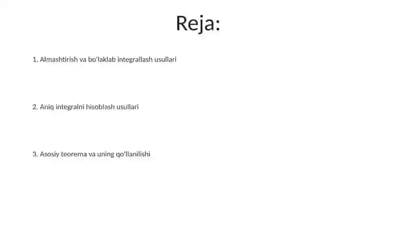 Aniq integralni integrallash usullari 2