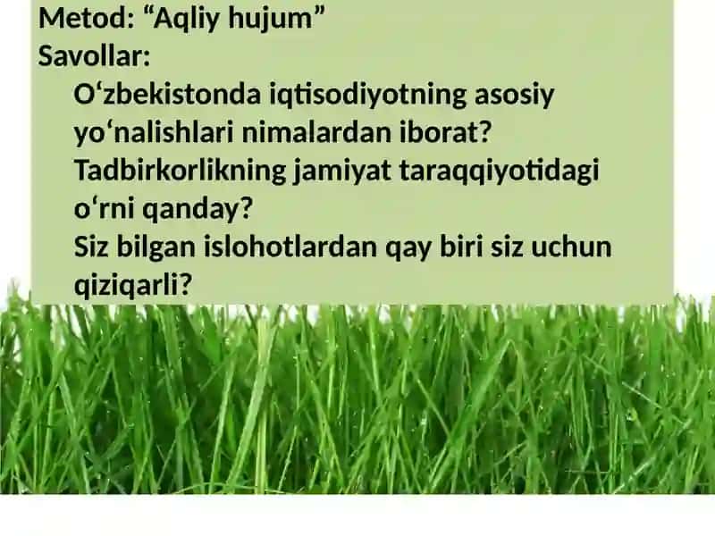 O‘zbekistonda iqtisodiyot va tadbirkorlikni rivojlantirishning ustuvor yo‘nalishlari 2