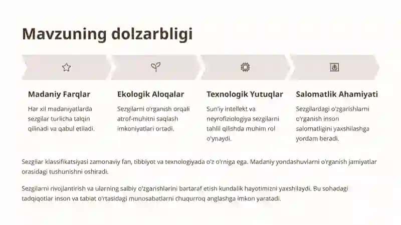 Sezgilar klassifikatsiyasi va sezgilarning o‘zgaruvchan shakllari 2