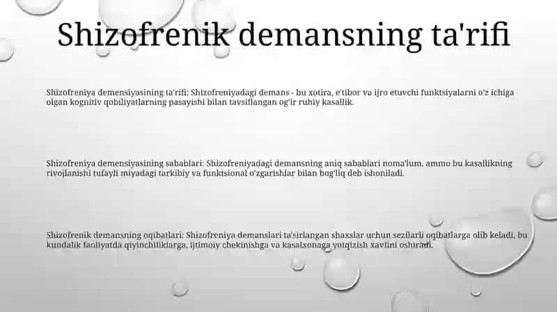 Shizofrenik Demensiyaning Kelib Chiqish Sabablari Va Asoratlari 2