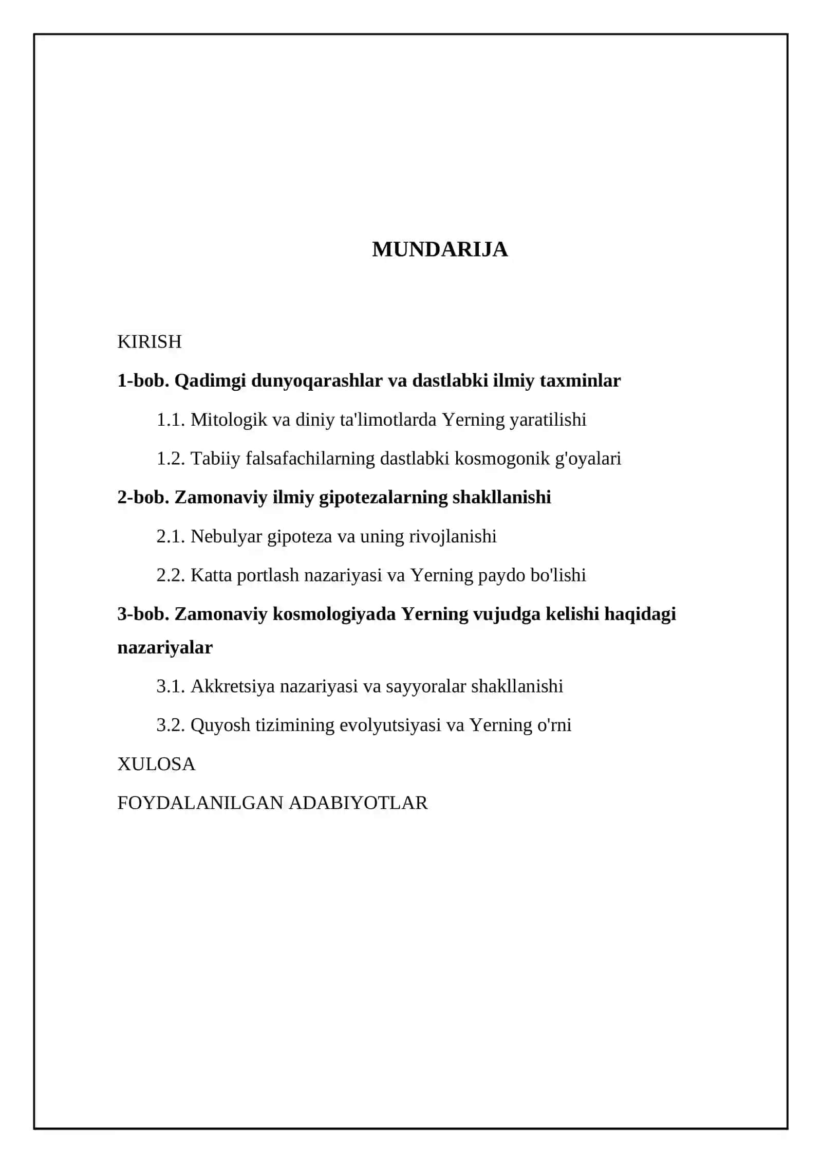 Yerning vujudga kelishi haqidagi gipotezalar 2