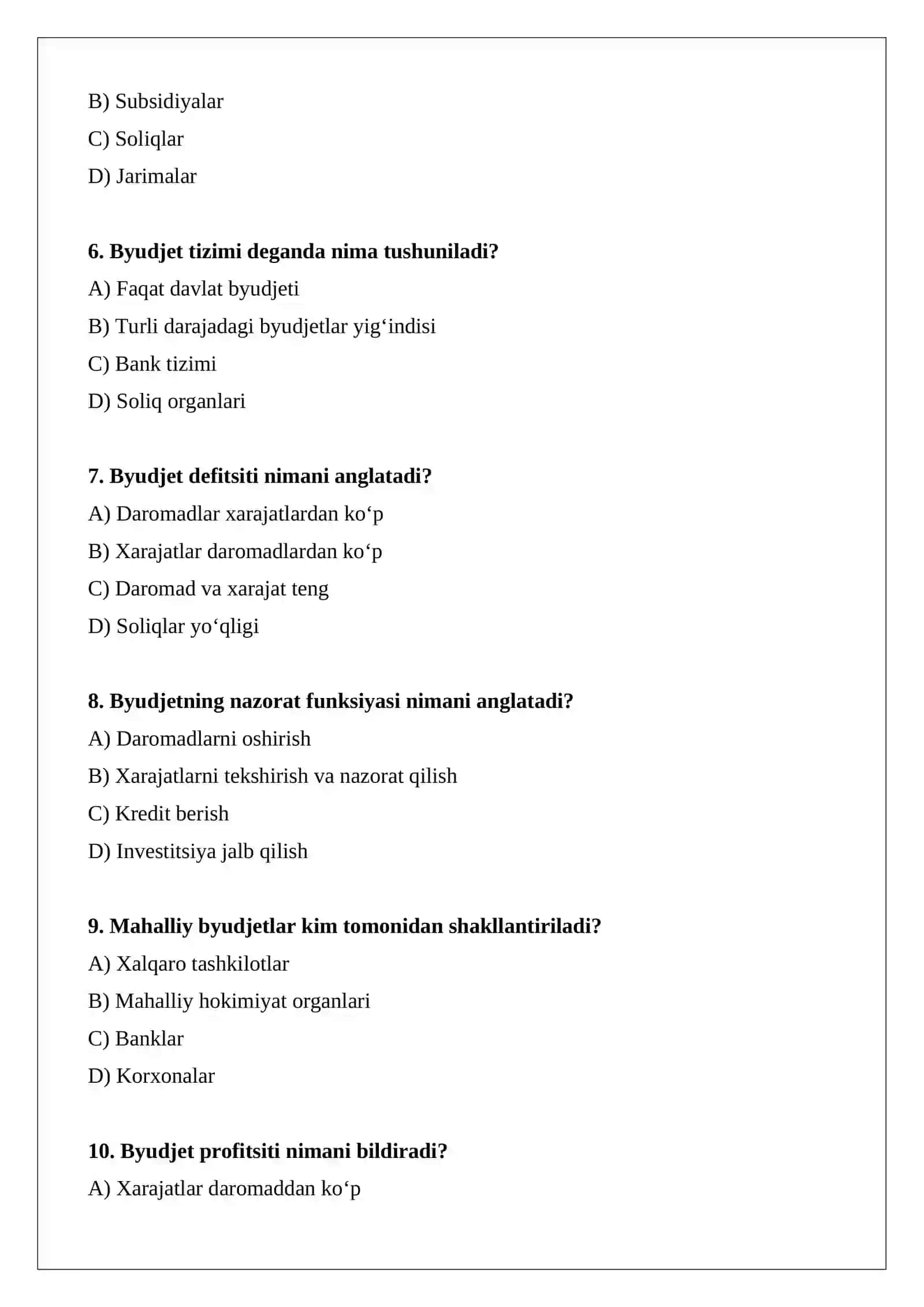 Byudjet tushunchasi va mohiyati. Byudjet turlari: davlat byudjeti, mahalliy byudjet 2