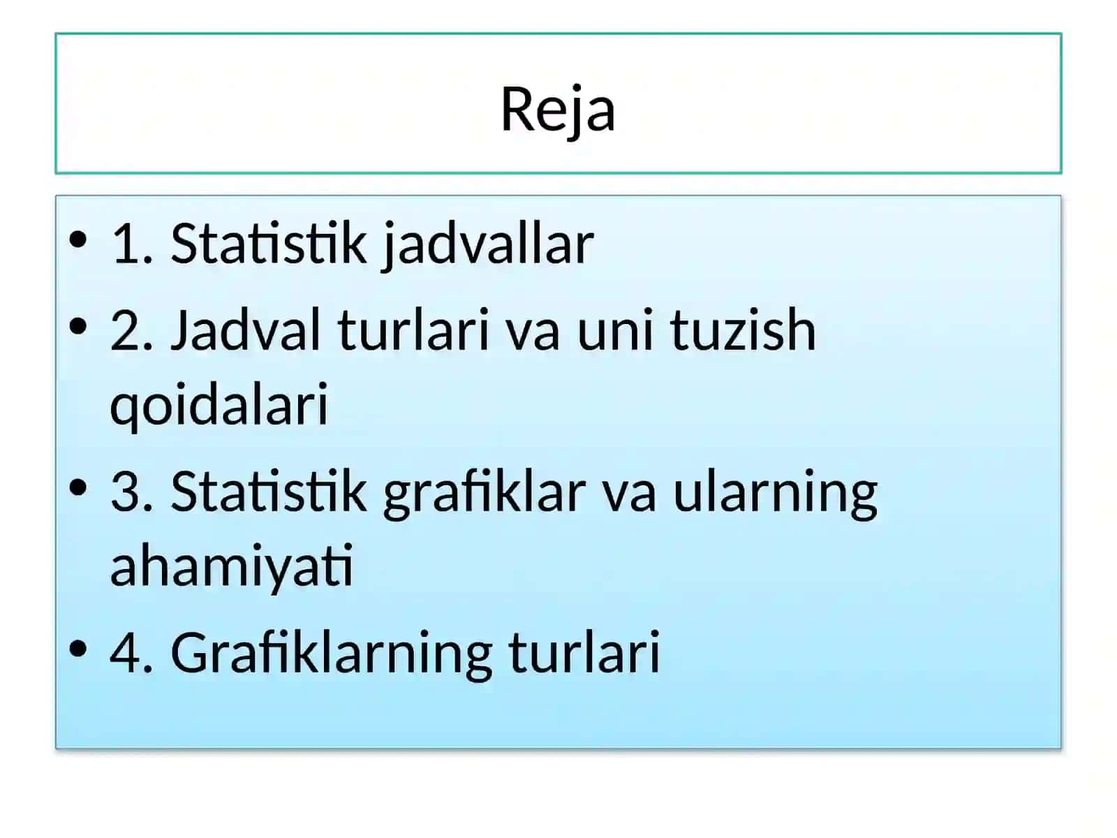 Statistik ma’lumotlarni taqdim etish usullari 2