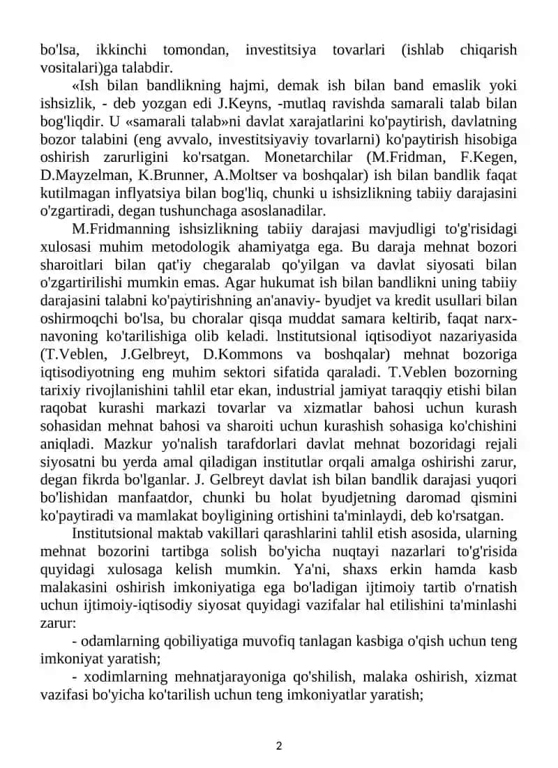Ishsizlik uning sabablari va xususiyatlari 2