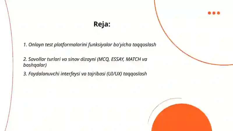 Online test platformalarini solishtirish va ular bilan ishlash 2