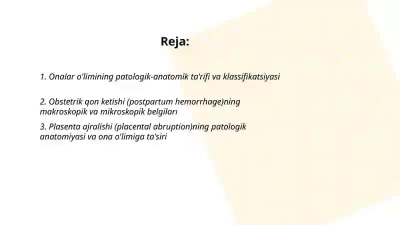 Onalar o'limi patologik anatomiyasi 2