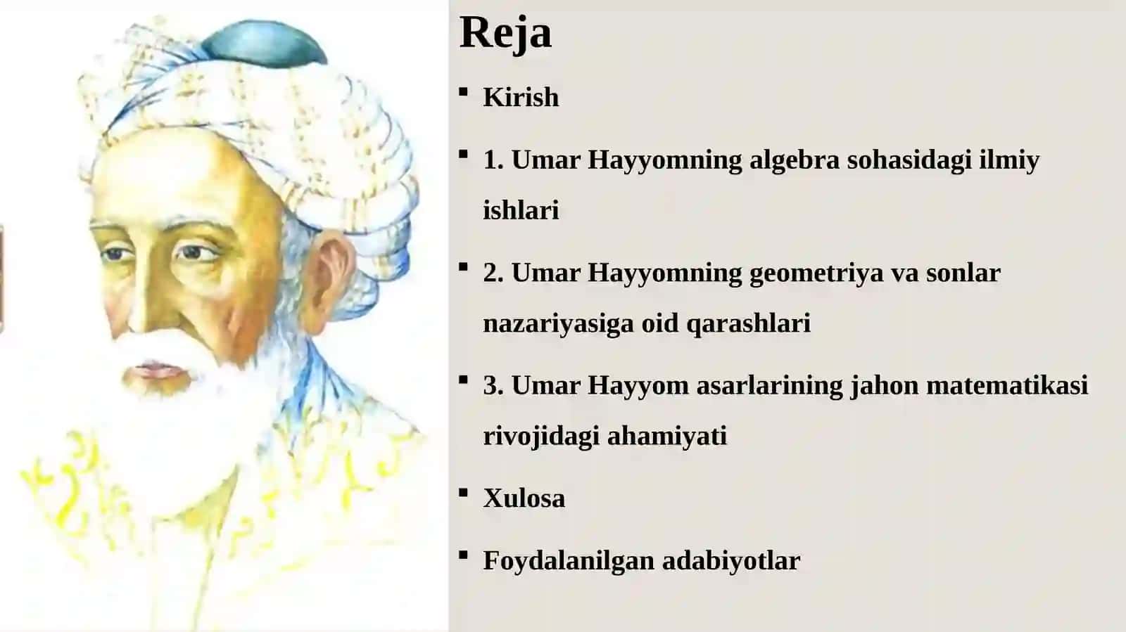 Umar Hayyomning matematikaga oid asarlari va ularning ahamiyati 2