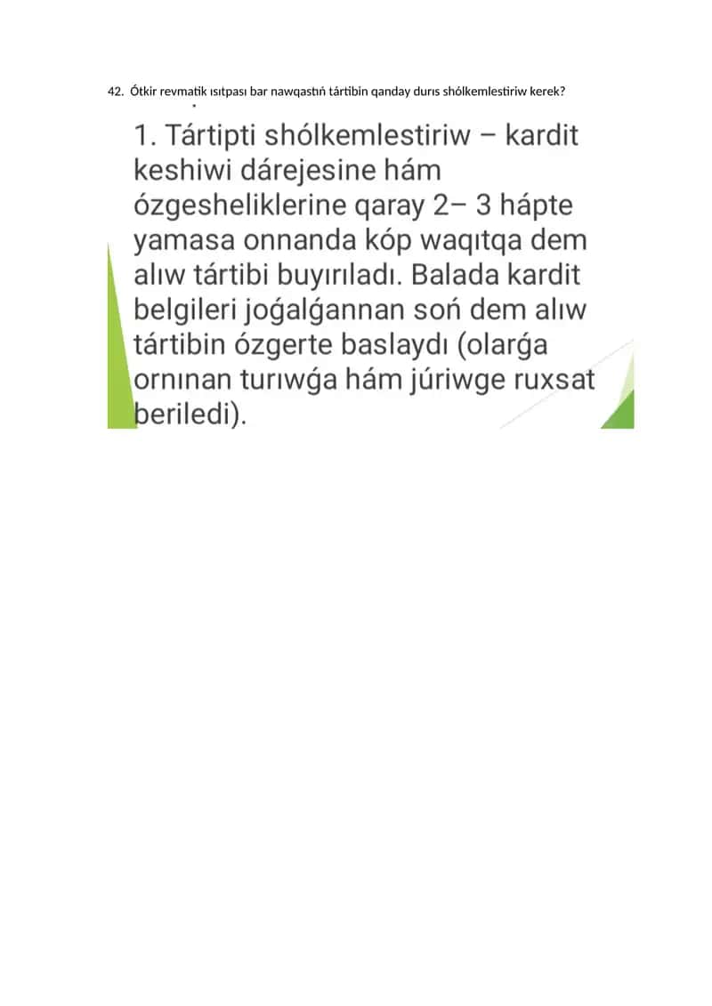 Ótkir revmatik ısıtpanı emlewdiń alıp barılatuǵın is ilajlar 2
