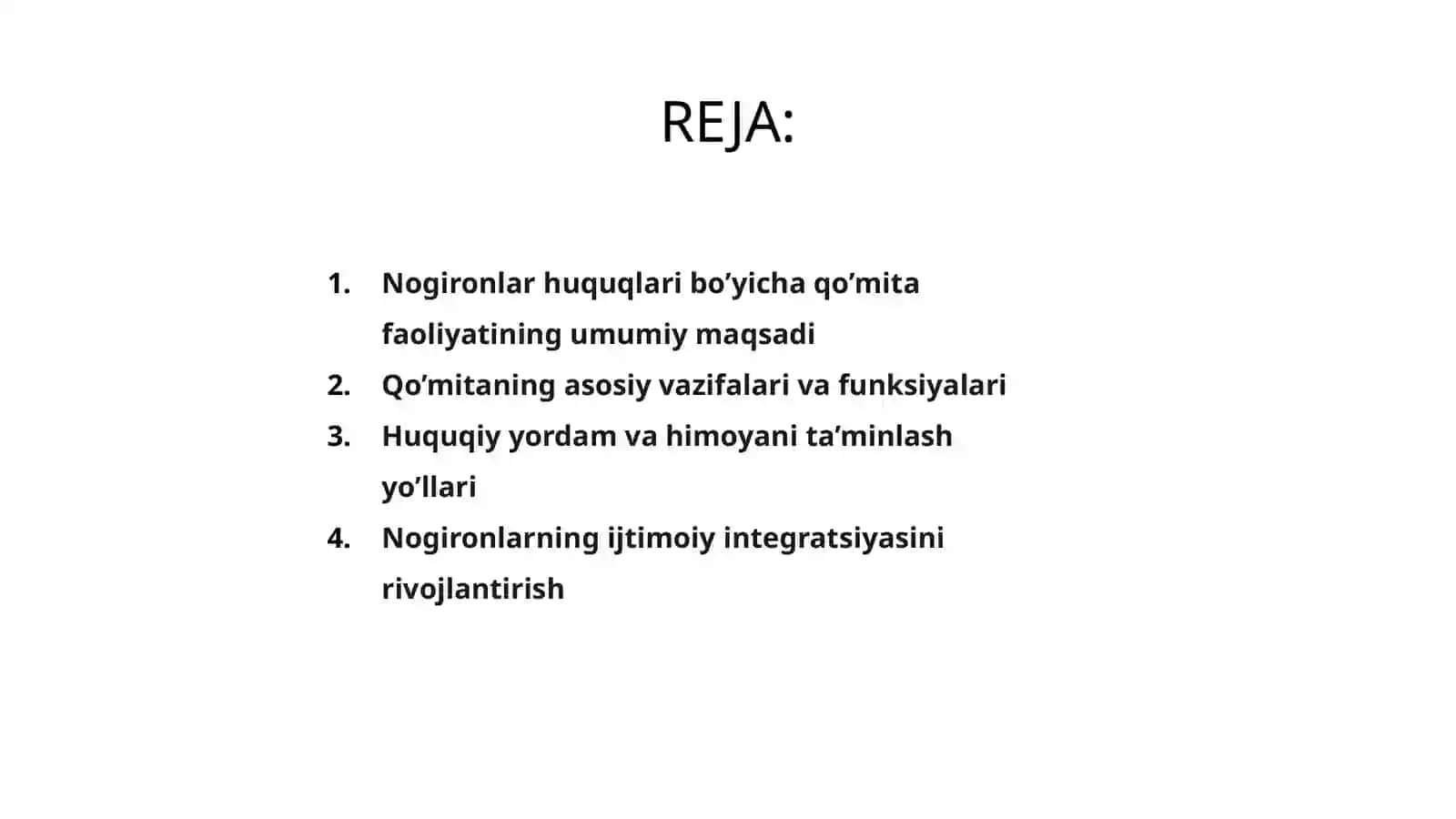 Nogironlar huquqlari bo’yicha qo’mita faoliyati vazifa va maqsadlari 2