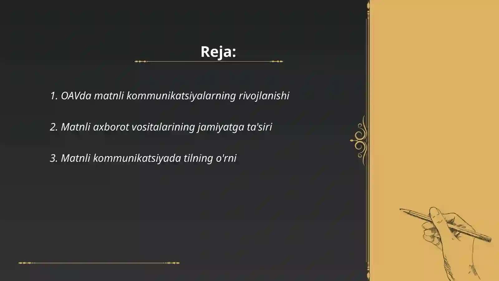 OAV orqali beriladigan matnli kommunikatsiyalar mohiyati tahlil etish 2