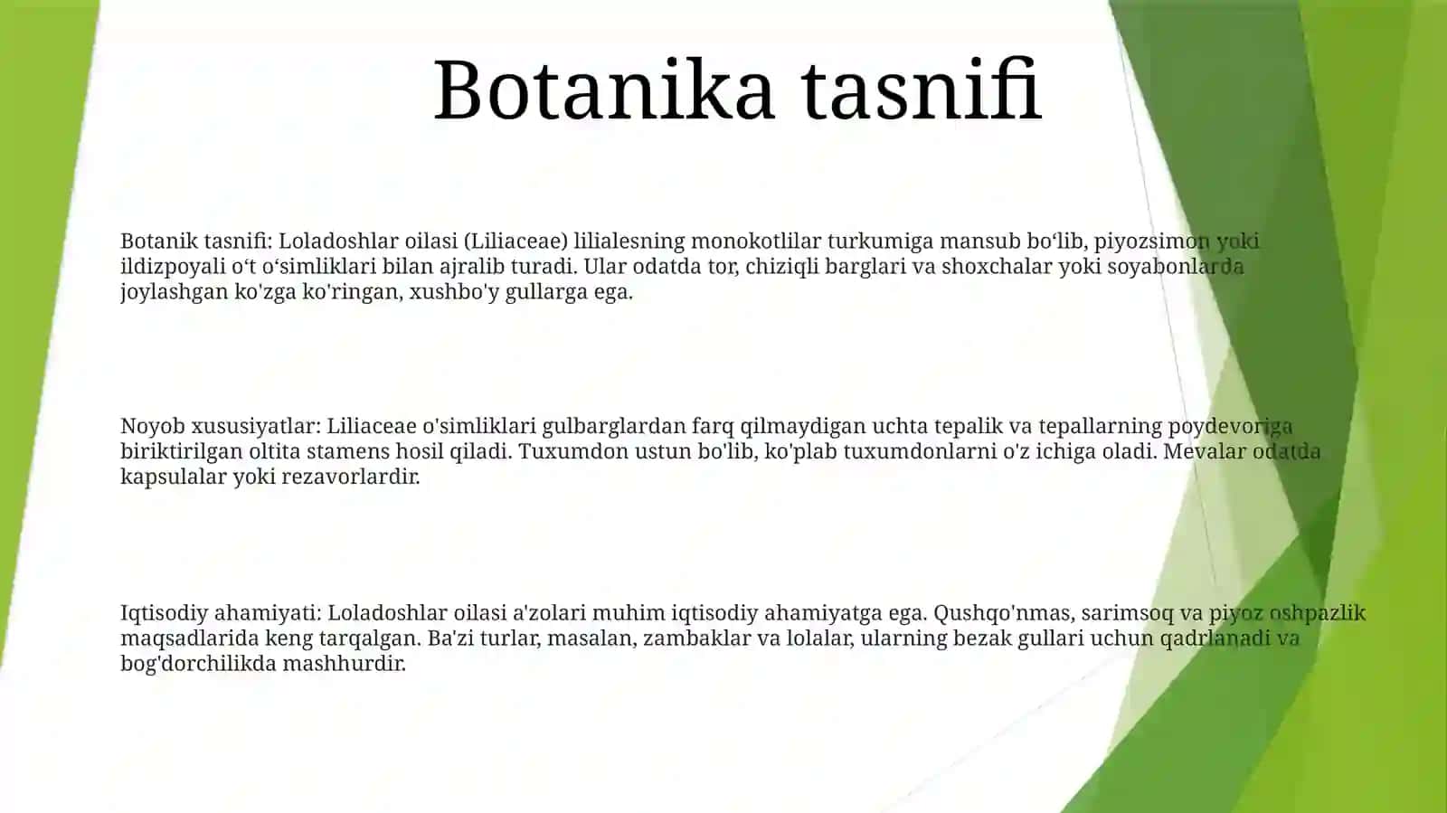 Loladoshlar Oilasi (Liliaceae) 2