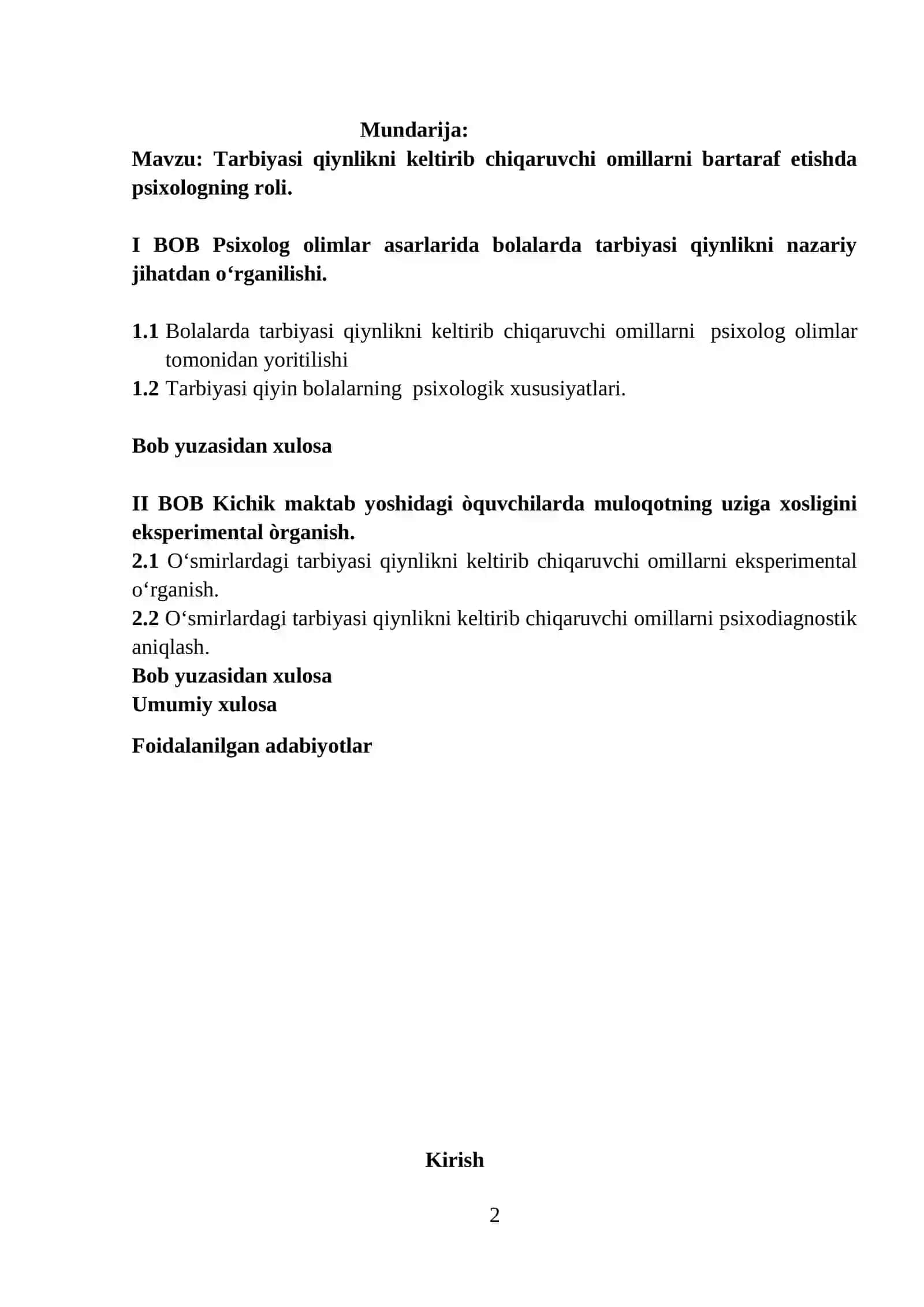 QO’QON DAVLAT UNIVERSITETI - GURUH TALABASI - Tarbiyasi qiynlikni keltirib chiqaruvchi omillarni bartaraf etishda psixologning roli 2