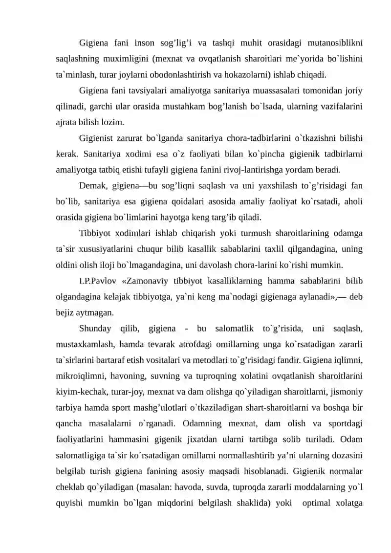 Ma'ruza-1. Gigiyena fani, maqsadi va vazifalari. Jismoniy mashqlar va sport gigiyenasi 2