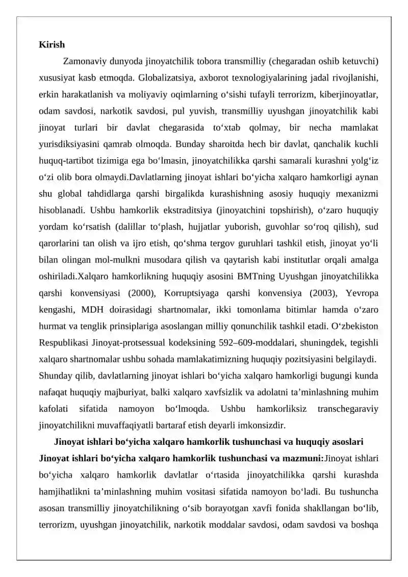 Davlatlarning jinoyat ishlari bo‘yicha xalqaro hamkorligi 2