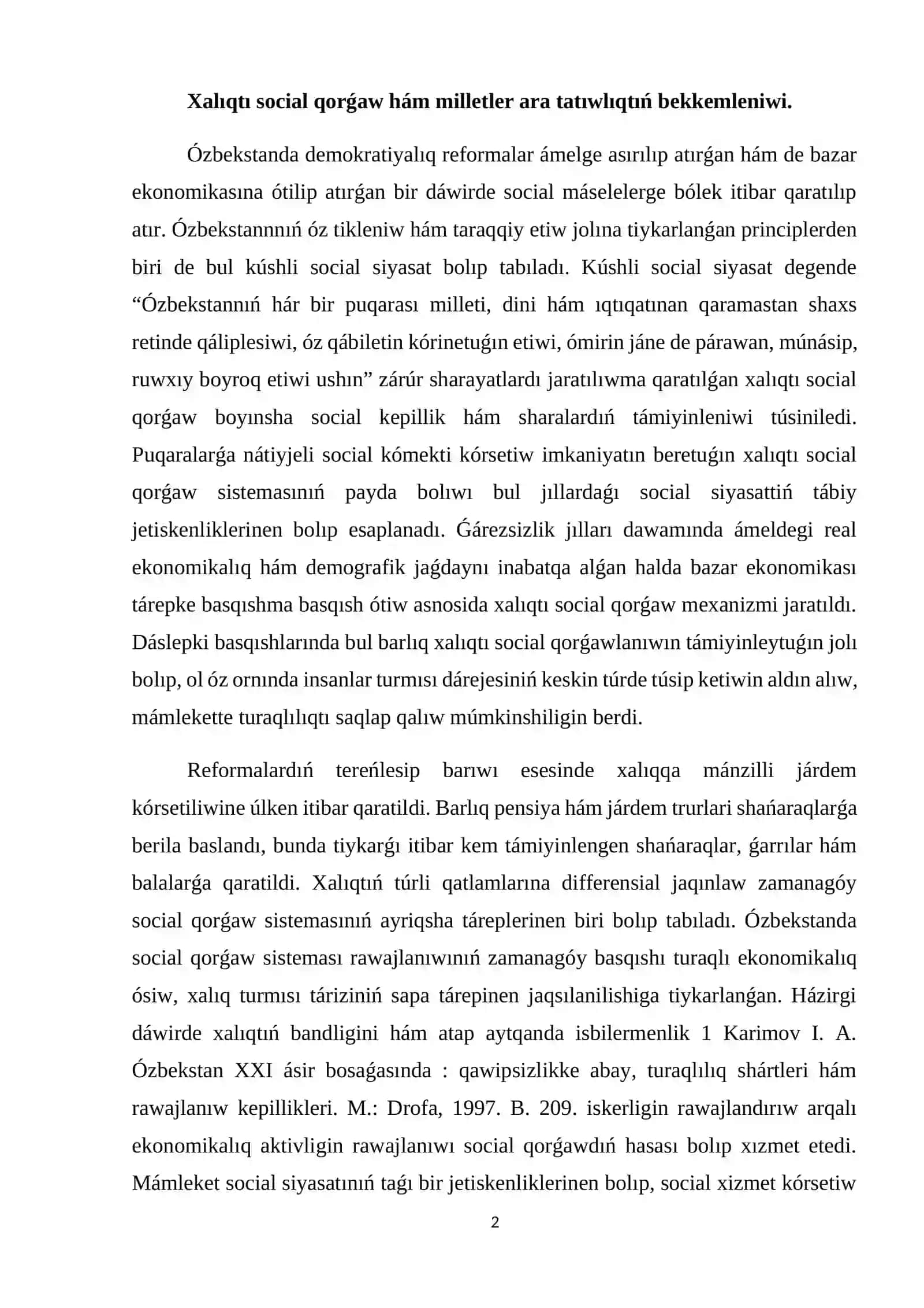 Ǵárezsizlik jılları mámleketlik basqarıw sistemasında ámelge asırılǵan reformalar 2