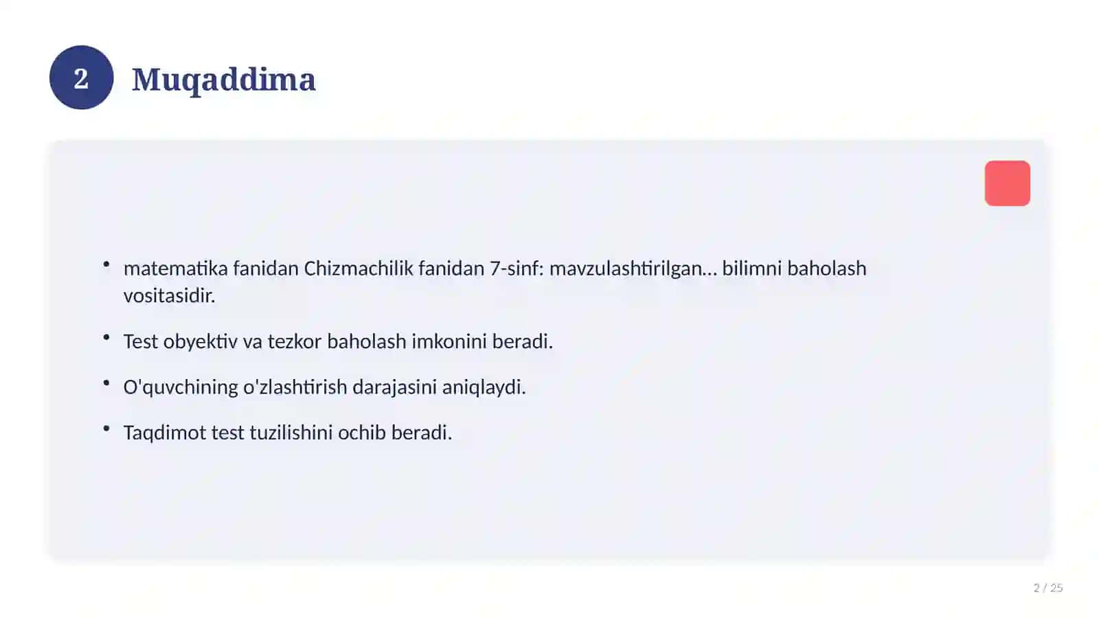 Chizmachilik fanidan 7-sinf: mavzulashtirilgan nazorat ishi va tahlil 2
