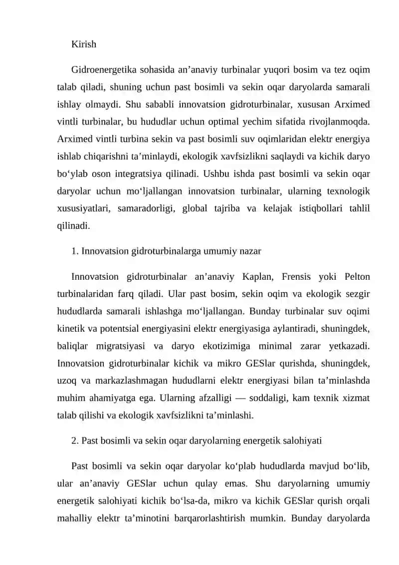Innovatsion gidroturbinalar 2