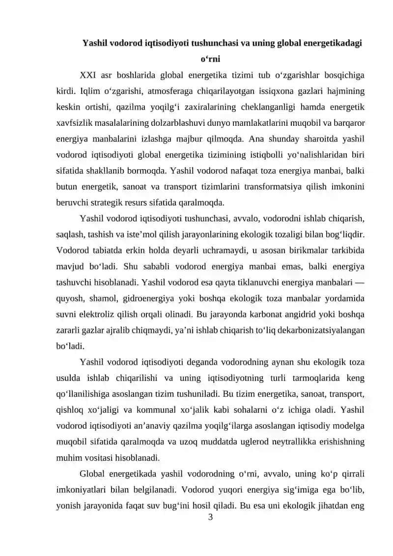 Yashil Vodorod Iqtisodiyoti: Global Investitsiyalar va Texnologik To'siqlar 2