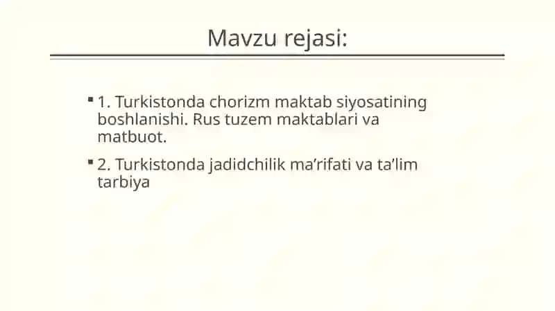 Turkistondachorizmmaktabsiyosatiningboshlanishi 2