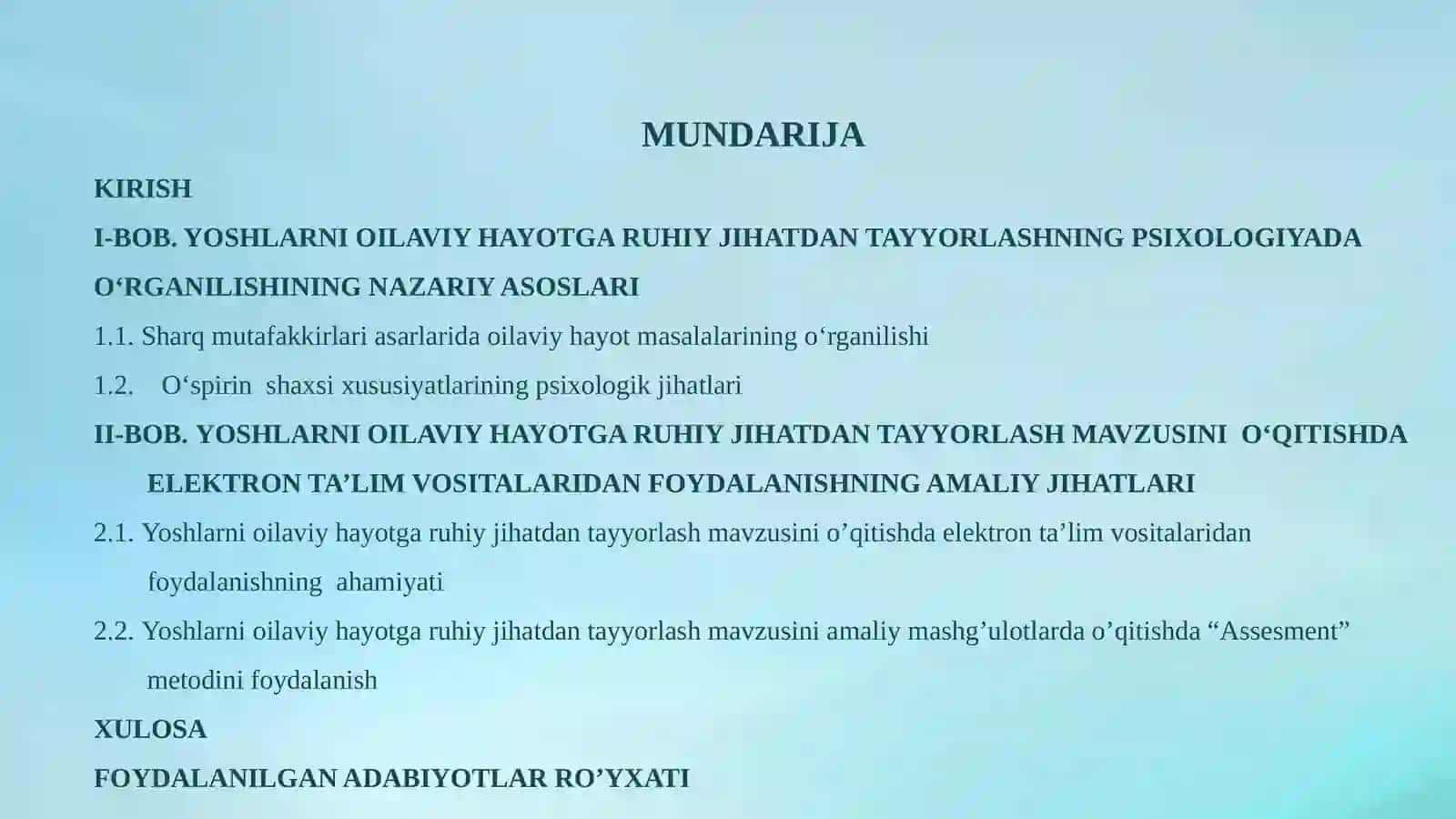 YOSHLARNI OILAVIY HAYOTGA RUHIY JIHATDAN TAYYORLASHDA ZAMONAVIY TEXNOLOGIYALAR YORDAMIDAINNOVATSION METODLARDAN FOYDALANISHNING AHAMIYATI 2