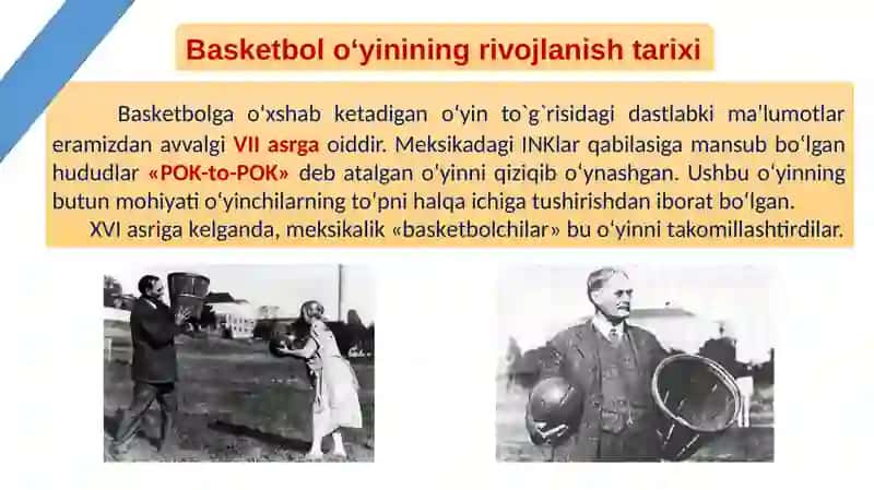Basketbol o‘yinining tarixi, qoidalari, texnikasi va taktikasining tasnifi 2