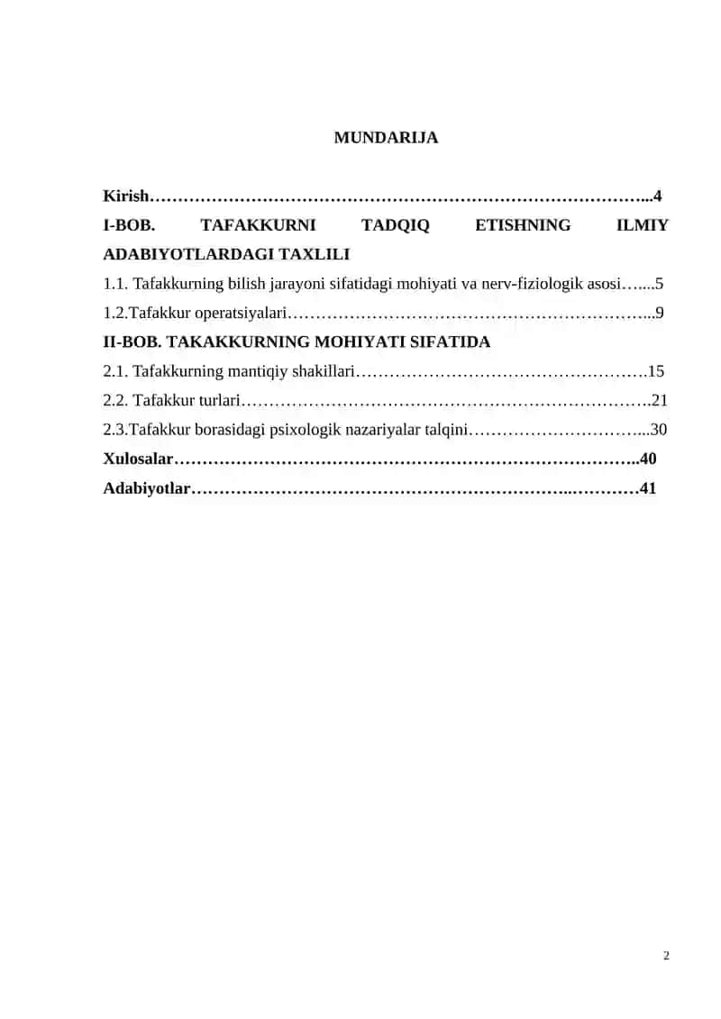 Tafakkurni tadqiq etish metodlar tasnifi. 2