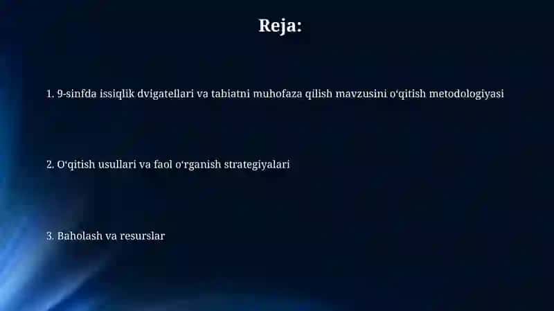 9-sinfda “Issiqlik mashinalari va tabiatni muhofaza qilish”mavzusini o‘qitish metodikasi 2