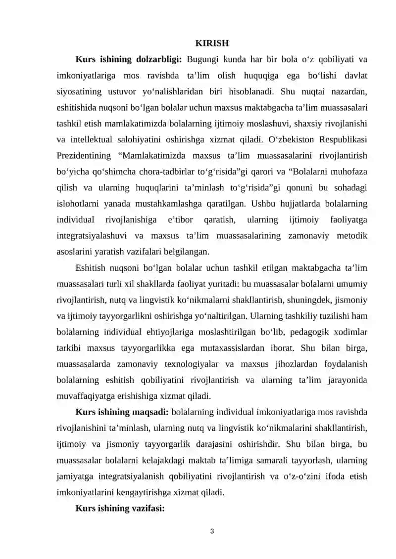 Eshitishida nuqsoni bolgan bolalar uchun mo‘ljallangan maktabgacha tarbiya muassasalar turi va tuzilishi 2