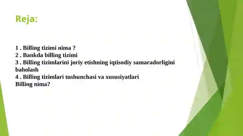 Billing tizimini ishlash texnologiyasi va iqtisodiyotda qo’llash salmog’i 2